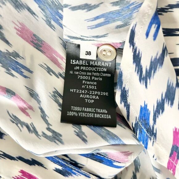 Isabel Marant Etoile Geometric Long Sleeve Aurora Blouse Size 38 FR 6 US - Picture 5 of 5
